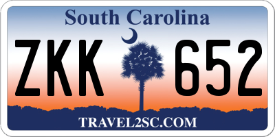 SC license plate ZKK652