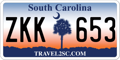 SC license plate ZKK653