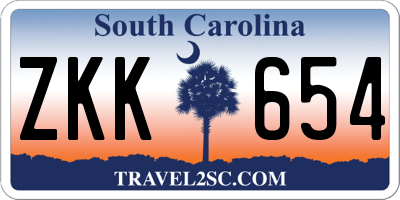 SC license plate ZKK654