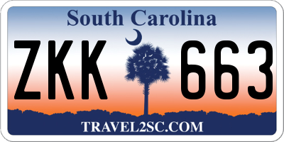 SC license plate ZKK663