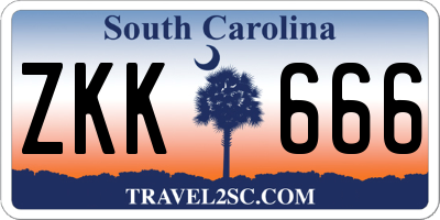 SC license plate ZKK666