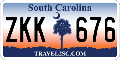 SC license plate ZKK676