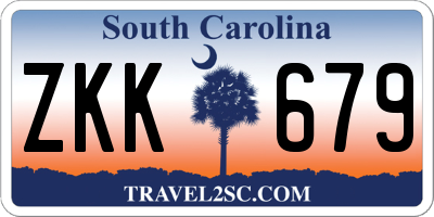 SC license plate ZKK679