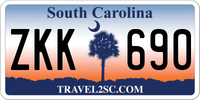 SC license plate ZKK690