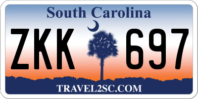 SC license plate ZKK697