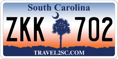 SC license plate ZKK702