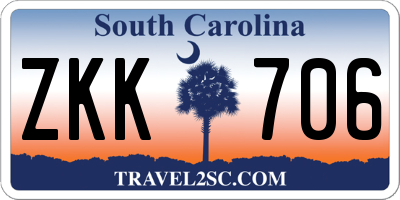 SC license plate ZKK706