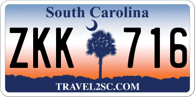 SC license plate ZKK716