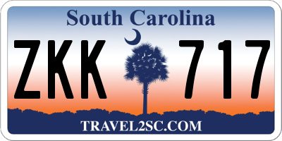 SC license plate ZKK717