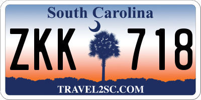 SC license plate ZKK718