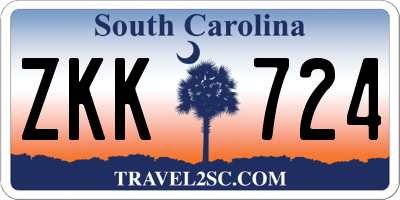 SC license plate ZKK724
