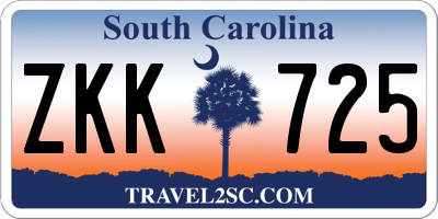 SC license plate ZKK725
