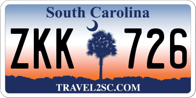 SC license plate ZKK726