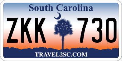 SC license plate ZKK730