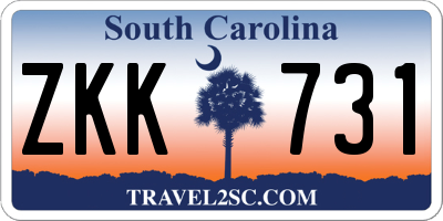 SC license plate ZKK731