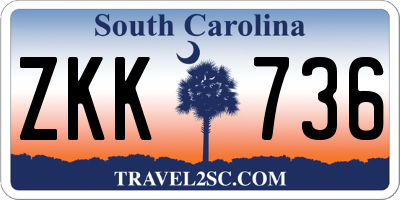 SC license plate ZKK736