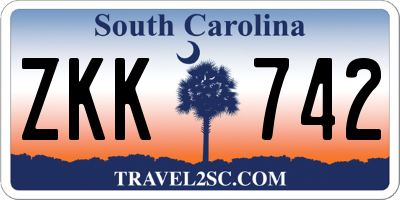 SC license plate ZKK742