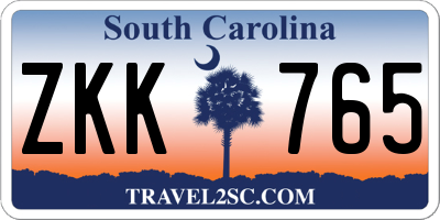SC license plate ZKK765