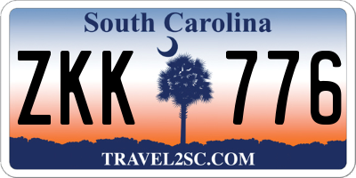 SC license plate ZKK776