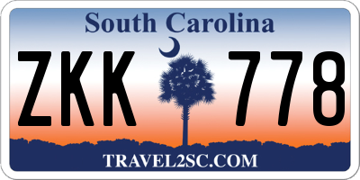 SC license plate ZKK778