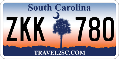 SC license plate ZKK780