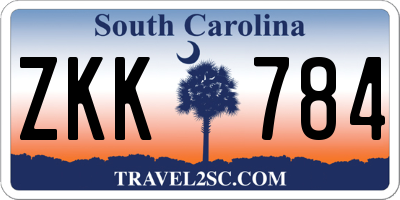 SC license plate ZKK784