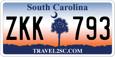 SC license plate ZKK793