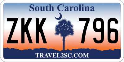 SC license plate ZKK796