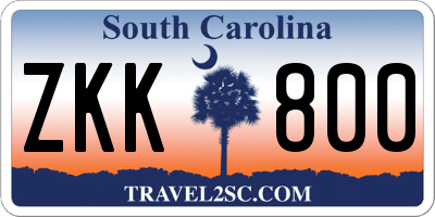 SC license plate ZKK800