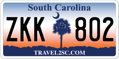 SC license plate ZKK802