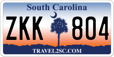 SC license plate ZKK804