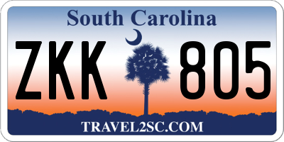 SC license plate ZKK805