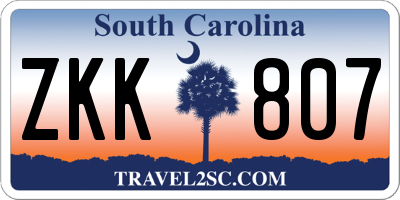 SC license plate ZKK807