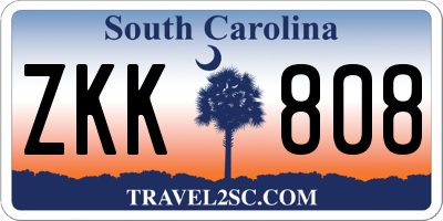 SC license plate ZKK808