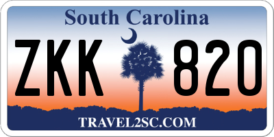 SC license plate ZKK820