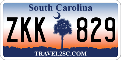 SC license plate ZKK829