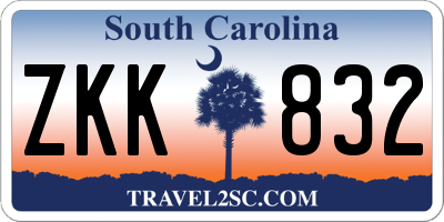 SC license plate ZKK832