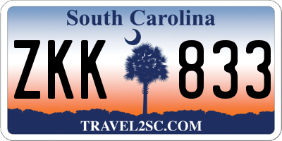 SC license plate ZKK833
