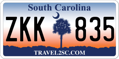 SC license plate ZKK835