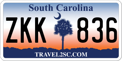 SC license plate ZKK836