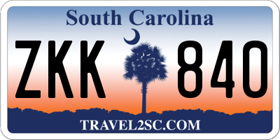 SC license plate ZKK840