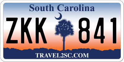 SC license plate ZKK841