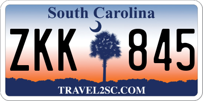 SC license plate ZKK845