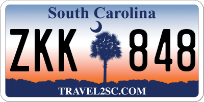 SC license plate ZKK848