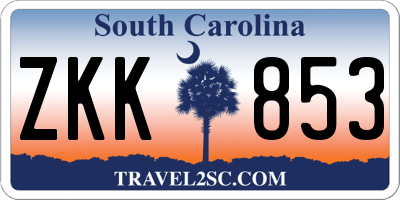 SC license plate ZKK853