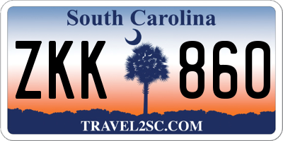 SC license plate ZKK860