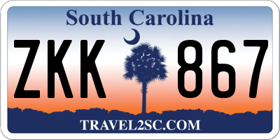SC license plate ZKK867