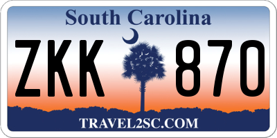 SC license plate ZKK870