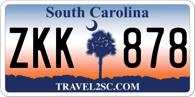 SC license plate ZKK878