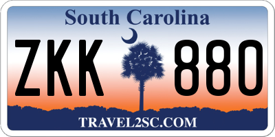 SC license plate ZKK880